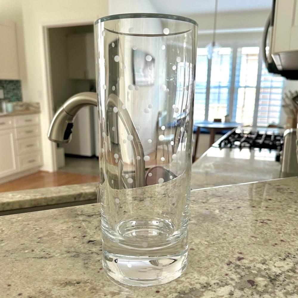 Kate Spade 10" Larabee Dot Crystal Cylinder Glass Flower Vase